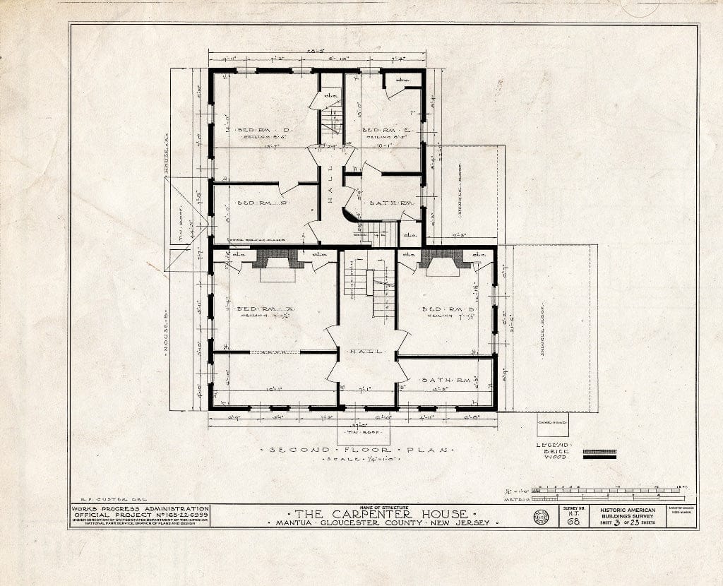 Blueprint HABS NJ,8-MANT,1- (Sheet 3 of 23) - Thomas Carpenter House, Main & Martel Streets, Mantua, Gloucester County, NJ