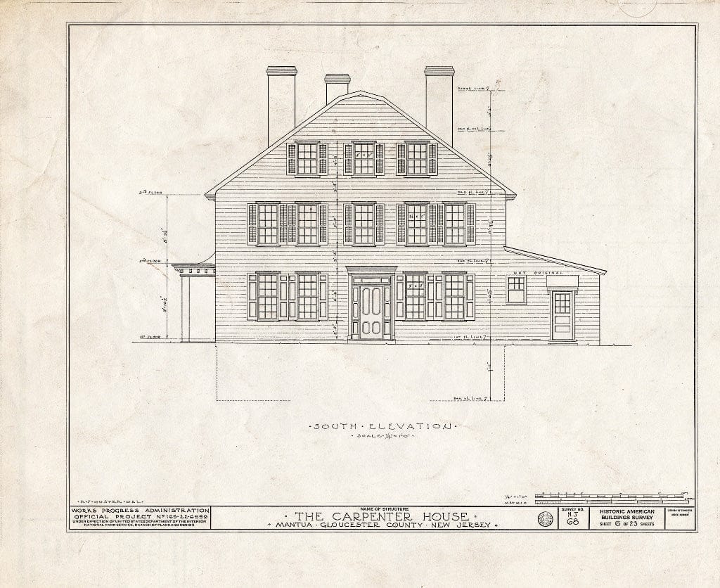 Blueprint HABS NJ,8-MANT,1- (Sheet 6 of 23) - Thomas Carpenter House, Main & Martel Streets, Mantua, Gloucester County, NJ