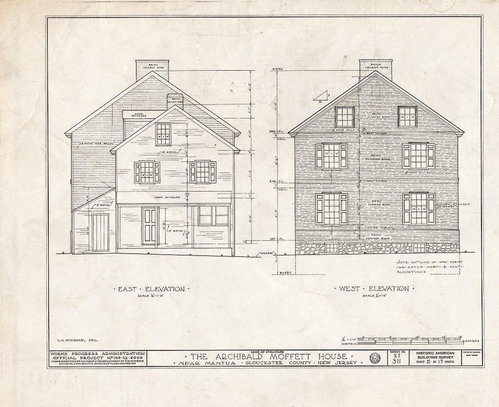 Blueprint HABS NJ,8-MANT.V,1- (Sheet 5 of 17) - Archibald Moffett House, Mantua, Gloucester County, NJ