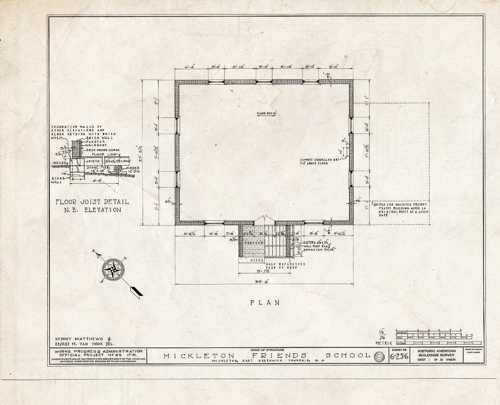 Blueprint HABS NJ,8-Mick,2- (Sheet 1 of 5) - Mickleton Friends School, Democrat Road, Mickleton, Gloucester County, NJ