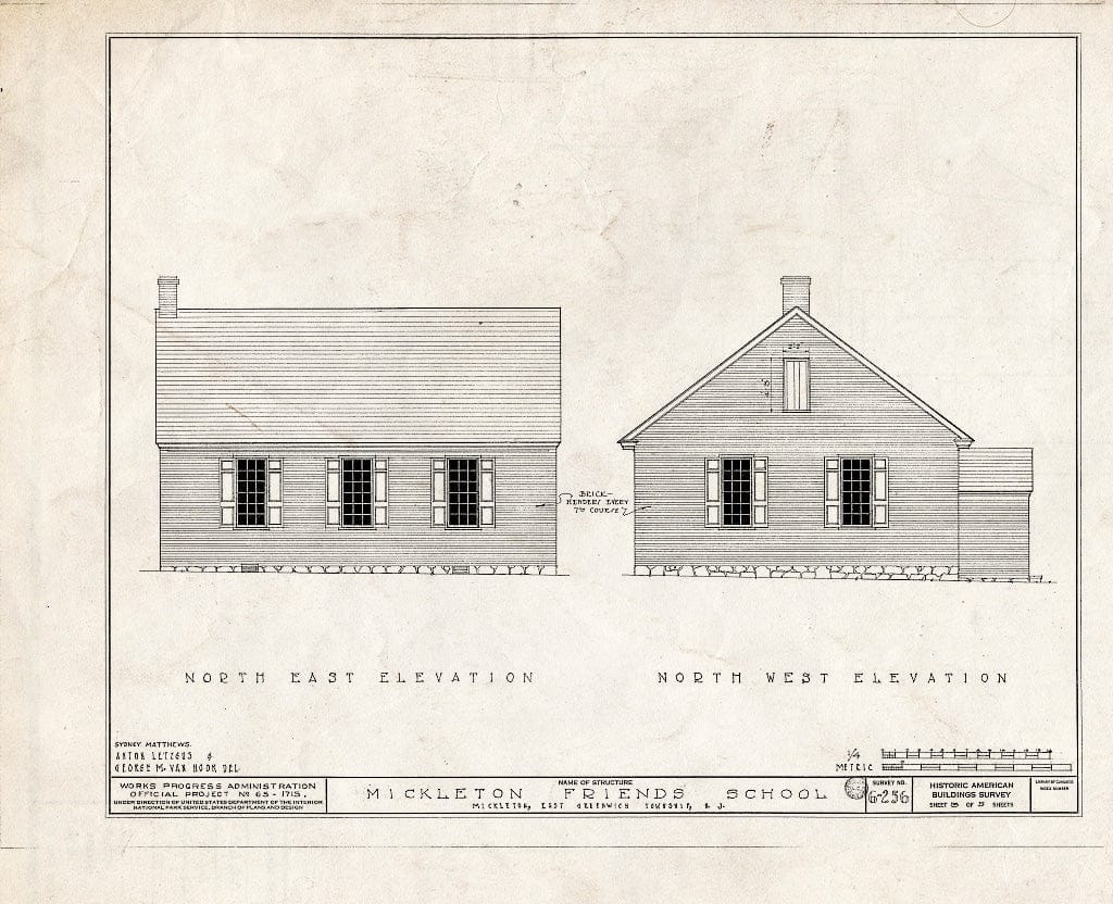 Blueprint HABS NJ,8-Mick,2- (Sheet 3 of 5) - Mickleton Friends School, Democrat Road, Mickleton, Gloucester County, NJ