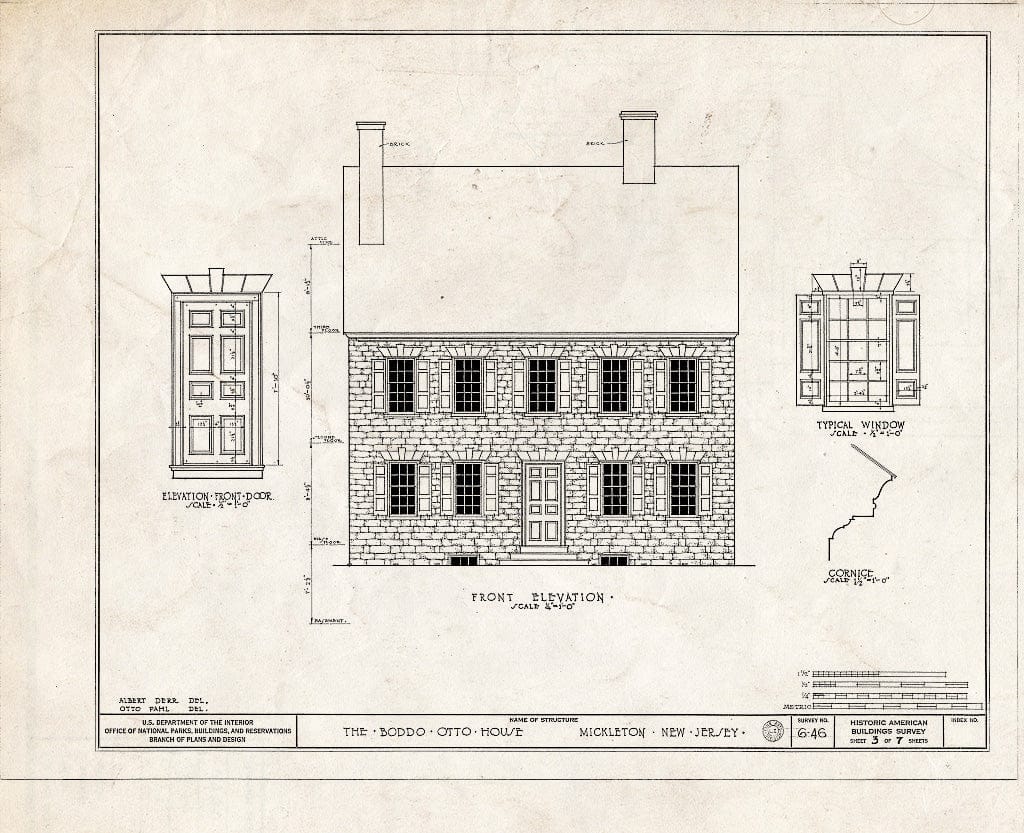 Blueprint HABS NJ,8-Mick,1- (Sheet 3 of 7) - Otto-Tonkin House, Kings Highway, Mickleton, Gloucester County, NJ