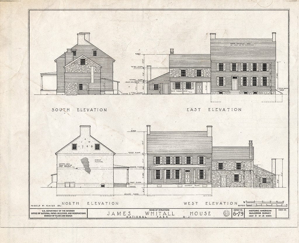 Blueprint HABS NJ,8-NAPA,1- (Sheet 3 of 18) - Whitall House, Delaware River & Hessian Avenue, National Park, Gloucester County, NJ