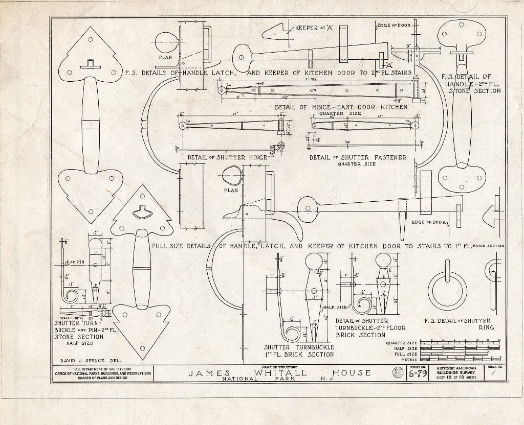 Blueprint HABS NJ,8-NAPA,1- (Sheet 18 of 18) - Whitall House, Delaware River & Hessian Avenue, National Park, Gloucester County, NJ
