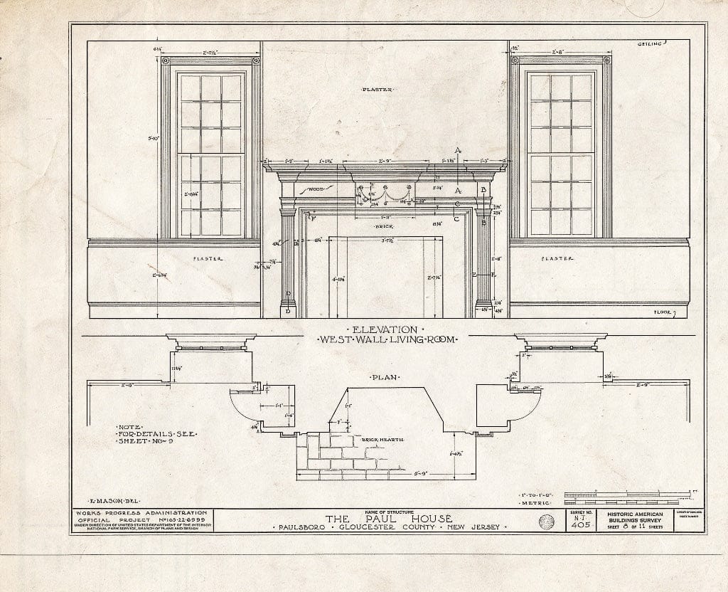 Blueprint HABS NJ,8-PABO,1- (Sheet 8 of 11) - Paul House, Paulsboro, Gloucester County, NJ