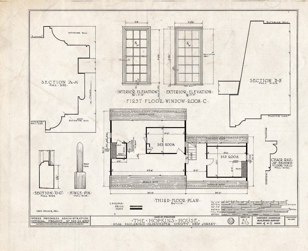 Blueprint HABS NJ,8-PABO.V,3- (Sheet 4 of 11) - Hopkins House, Paulsboro, Gloucester County, NJ
