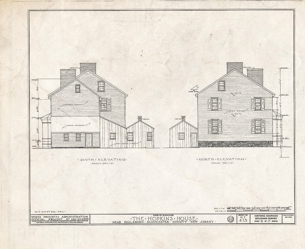 Blueprint HABS NJ,8-PABO.V,3- (Sheet 6 of 11) - Hopkins House, Paulsboro, Gloucester County, NJ