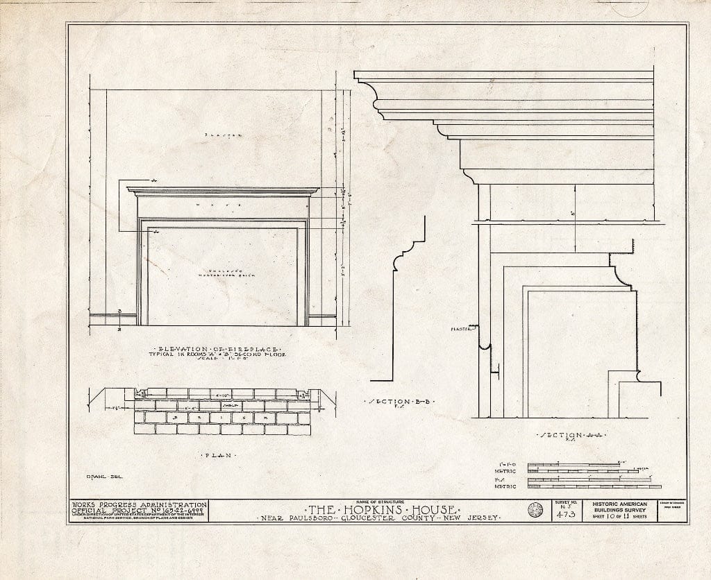 Blueprint HABS NJ,8-PABO.V,3- (Sheet 10 of 11) - Hopkins House, Paulsboro, Gloucester County, NJ