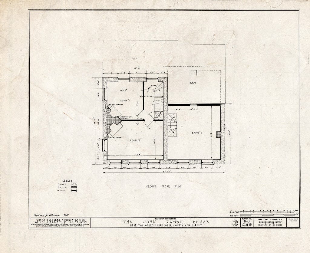 Blueprint HABS NJ,8-PABO.V,4- (Sheet 3 of 13) - John Rambo House, Mantua Grove Road, Paulsboro, Gloucester County, NJ