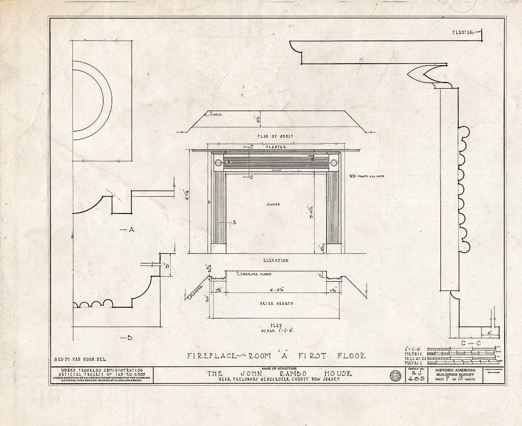 Blueprint HABS NJ,8-PABO.V,4- (Sheet 7 of 13) - John Rambo House, Mantua Grove Road, Paulsboro, Gloucester County, NJ