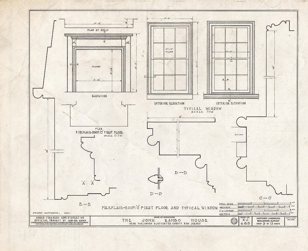 Blueprint HABS NJ,8-PABO.V,4- (Sheet 9 of 13) - John Rambo House, Mantua Grove Road, Paulsboro, Gloucester County, NJ