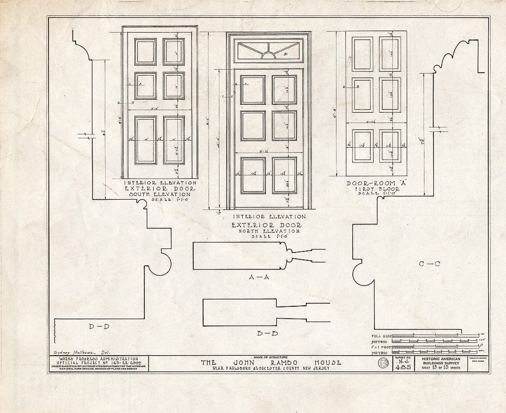 Blueprint HABS NJ,8-PABO.V,4- (Sheet 13 of 13) - John Rambo House, Mantua Grove Road, Paulsboro, Gloucester County, NJ