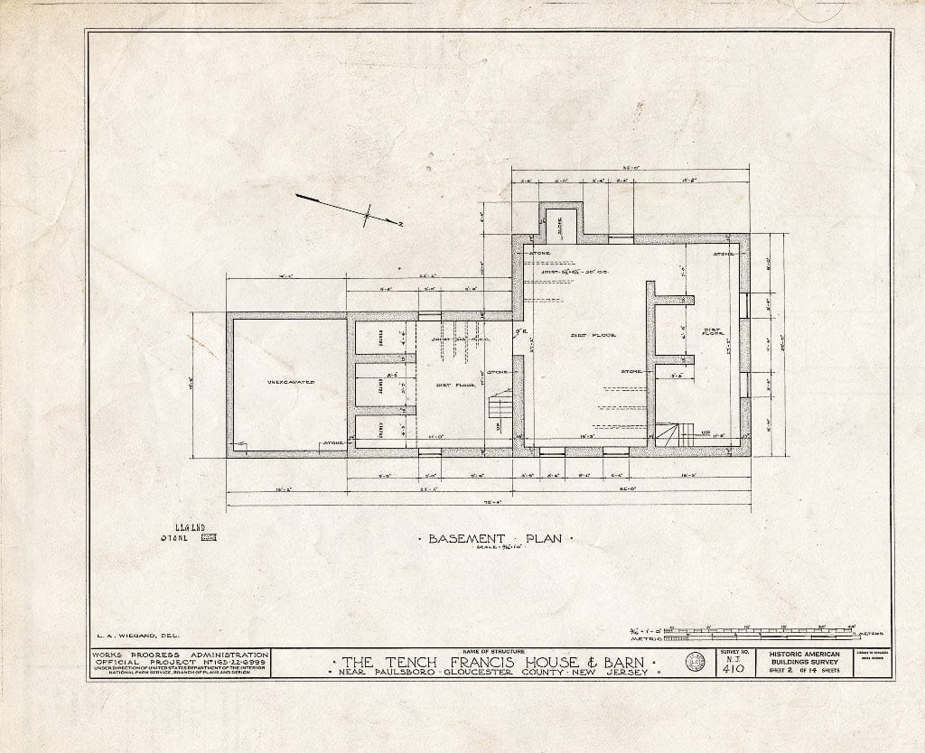 Blueprint HABS NJ,8-PABO.V,2- (Sheet 2 of 14) - Tench Francis House & Barn, Manuta Creek, Paulsboro, Gloucester County, NJ