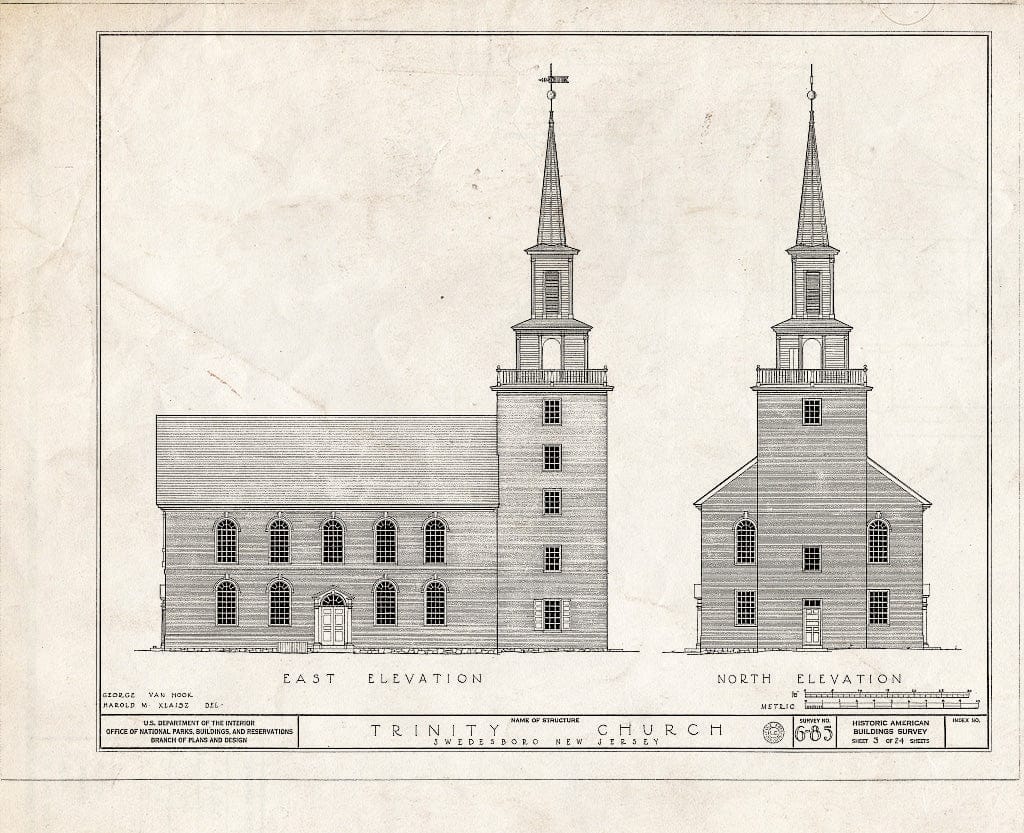 Blueprint HABS NJ,8-SWEBO,1- (Sheet 3 of 24) - Trinity Church, Church & Main Streets, Swedesboro, Gloucester County, NJ