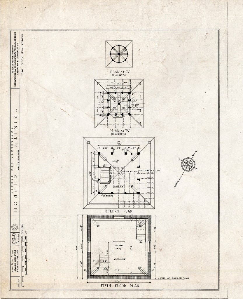 Blueprint HABS NJ,8-SWEBO,1- (Sheet 6 of 24) - Trinity Church, Church & Main Streets, Swedesboro, Gloucester County, NJ