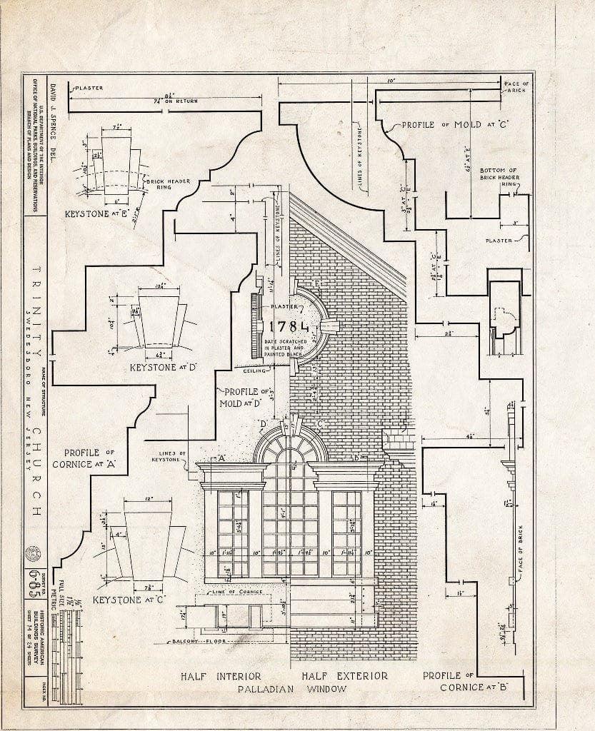 Blueprint HABS NJ,8-SWEBO,1- (Sheet 14 of 24) - Trinity Church, Church & Main Streets, Swedesboro, Gloucester County, NJ