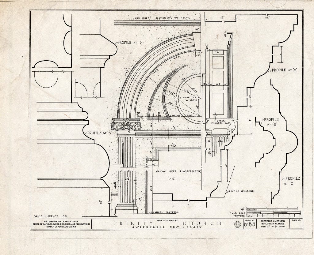 Blueprint HABS NJ,8-SWEBO,1- (Sheet 22 of 24) - Trinity Church, Church & Main Streets, Swedesboro, Gloucester County, NJ
