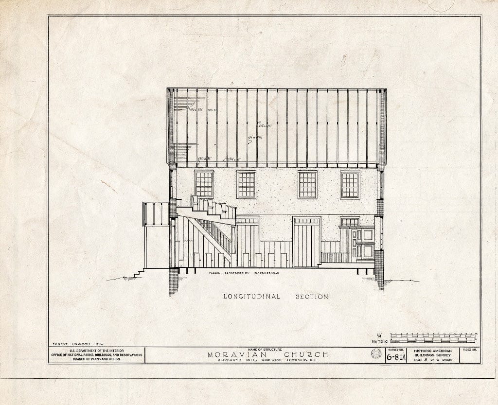 Blueprint HABS NJ,8-SWEBO.V,1- (Sheet 5 of 12) - Moravian Church, Sharptown Road, Swedesboro, Gloucester County, NJ