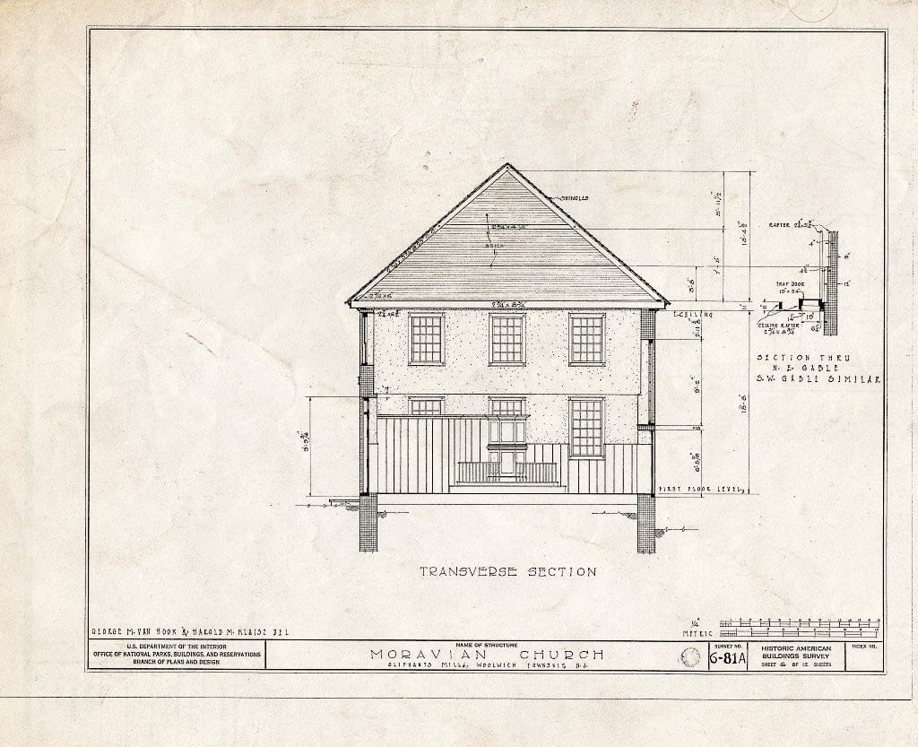 Blueprint HABS NJ,8-SWEBO.V,1- (Sheet 6 of 12) - Moravian Church, Sharptown Road, Swedesboro, Gloucester County, NJ