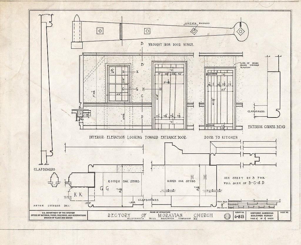 Blueprint HABS NJ,8-SEWBO.V,2- (Sheet 4 of 4) - Moravian Church, Rectory, Swedesboro, Gloucester County, NJ