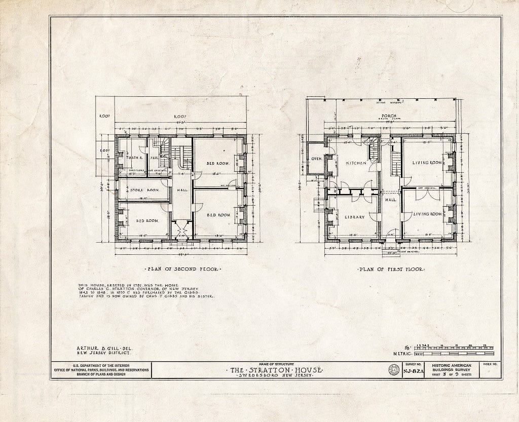 Blueprint HABS NJ,8-SWEBO.V,3- (Sheet 3 of 9) - Stratton Mansion, Swedesboro, Gloucester County, NJ