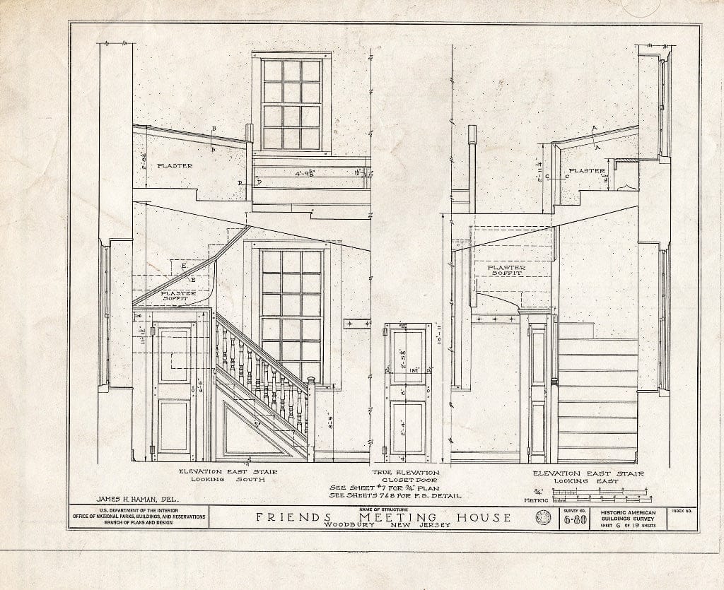 Blueprint HABS NJ,8-WOBU,1- (Sheet 6 of 19) - Friends Meetinghouse, 120 North Broad Street, Woodbury, Gloucester County, NJ