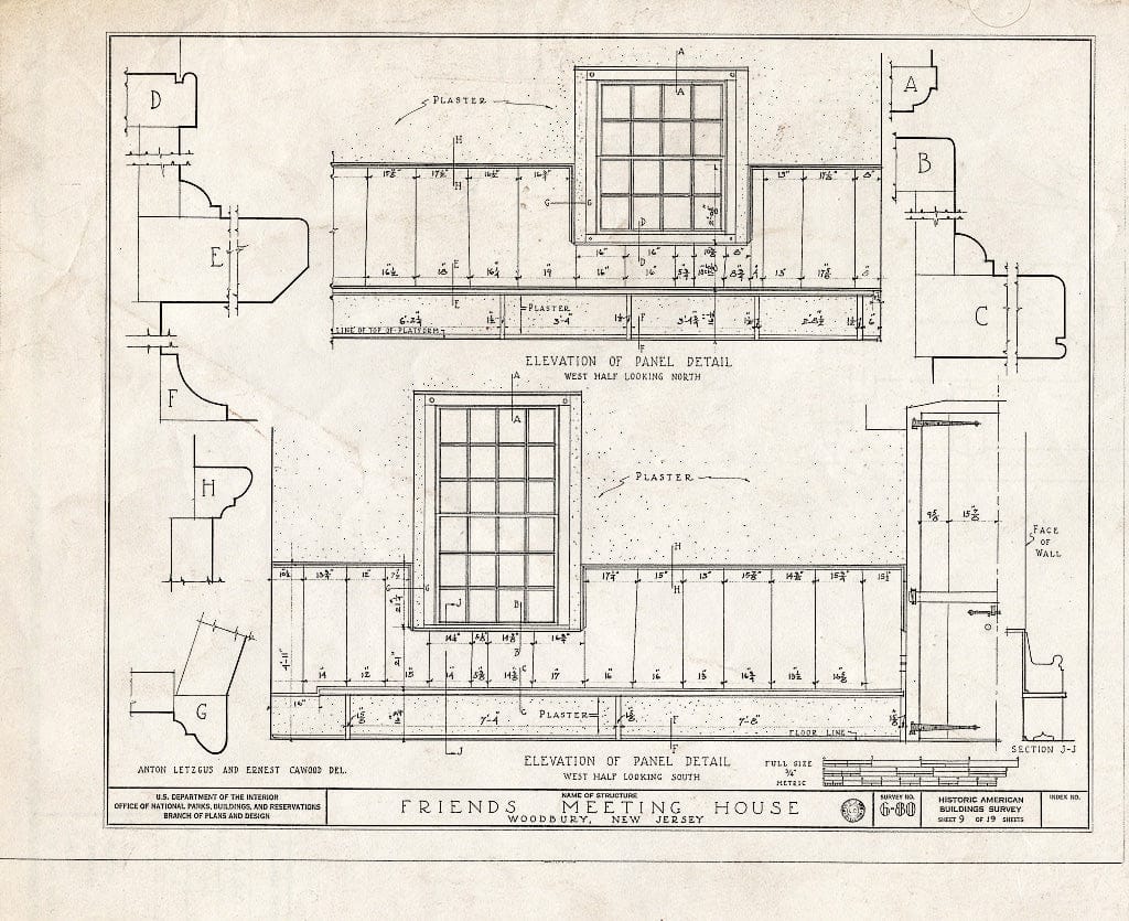 Blueprint HABS NJ,8-WOBU,1- (Sheet 9 of 19) - Friends Meetinghouse, 120 North Broad Street, Woodbury, Gloucester County, NJ