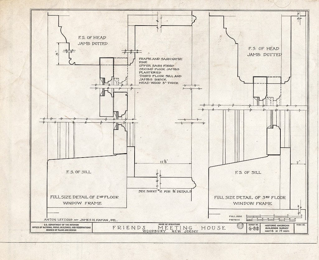 Blueprint HABS NJ,8-WOBU,1- (Sheet 14 of 19) - Friends Meetinghouse, 120 North Broad Street, Woodbury, Gloucester County, NJ