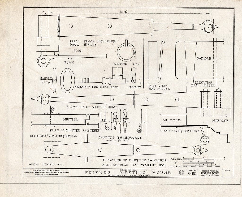 Blueprint HABS NJ,8-WOBU,1- (Sheet 17 of 19) - Friends Meetinghouse, 120 North Broad Street, Woodbury, Gloucester County, NJ