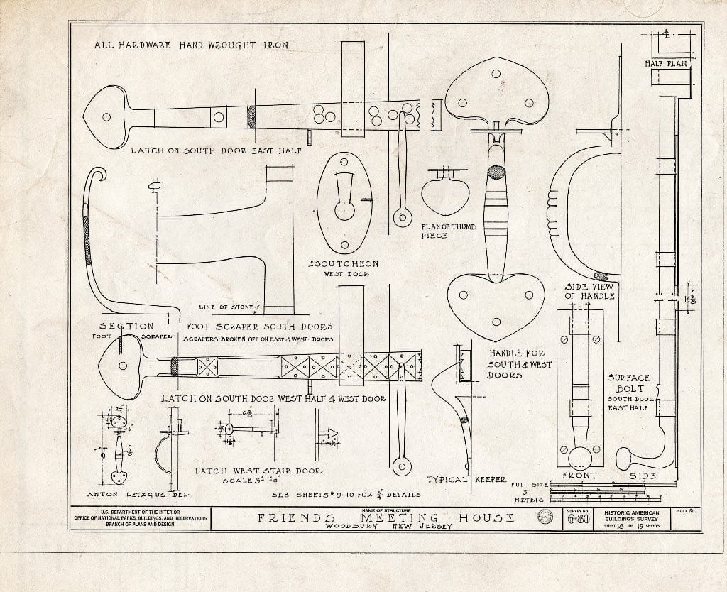 Blueprint HABS NJ,8-WOBU,1- (Sheet 18 of 19) - Friends Meetinghouse, 120 North Broad Street, Woodbury, Gloucester County, NJ