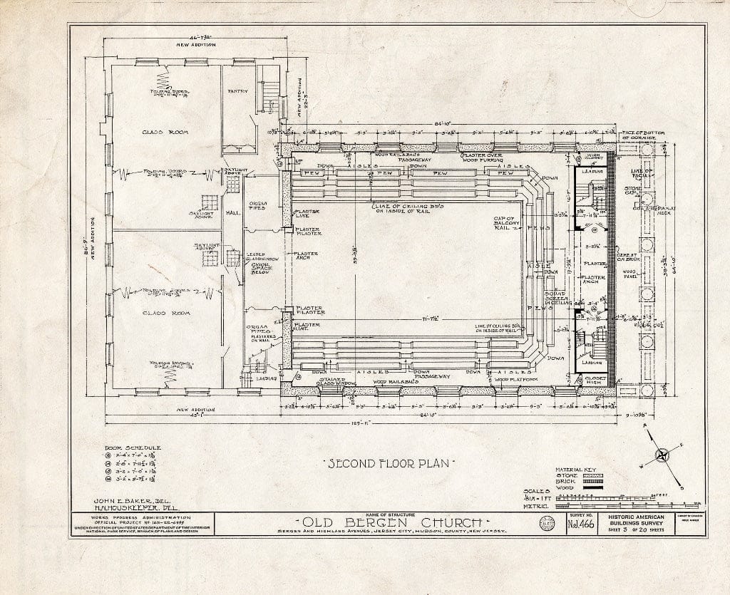 Blueprint HABS NJ,9-JERCI,1- (Sheet 3 of 20) - Old Bergen Church, Bergen & Highland Avenues, Jersey City, Hudson County, NJ