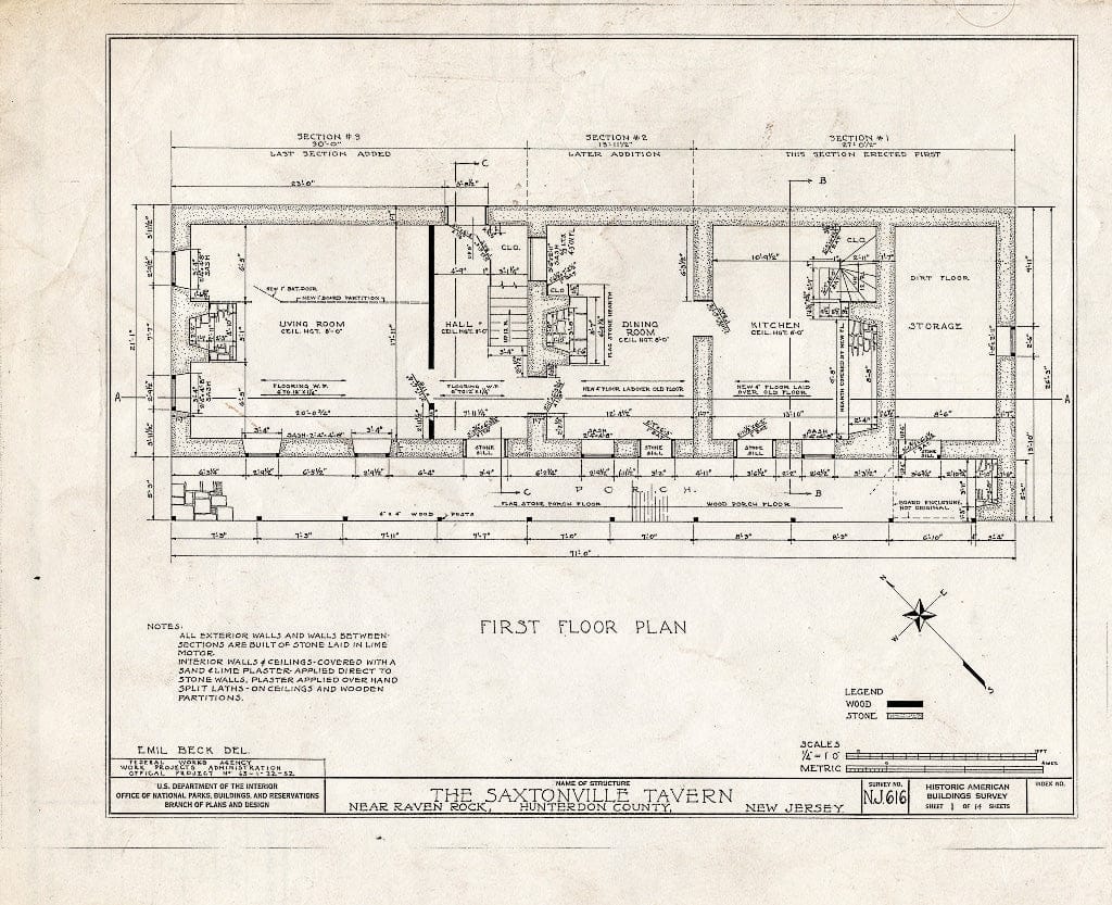 Blueprint HABS NJ,10-RAVRO.V,1- (Sheet 1 of 14) - Saxtonville Tavern, Raven Rock, Hunterdon County, NJ