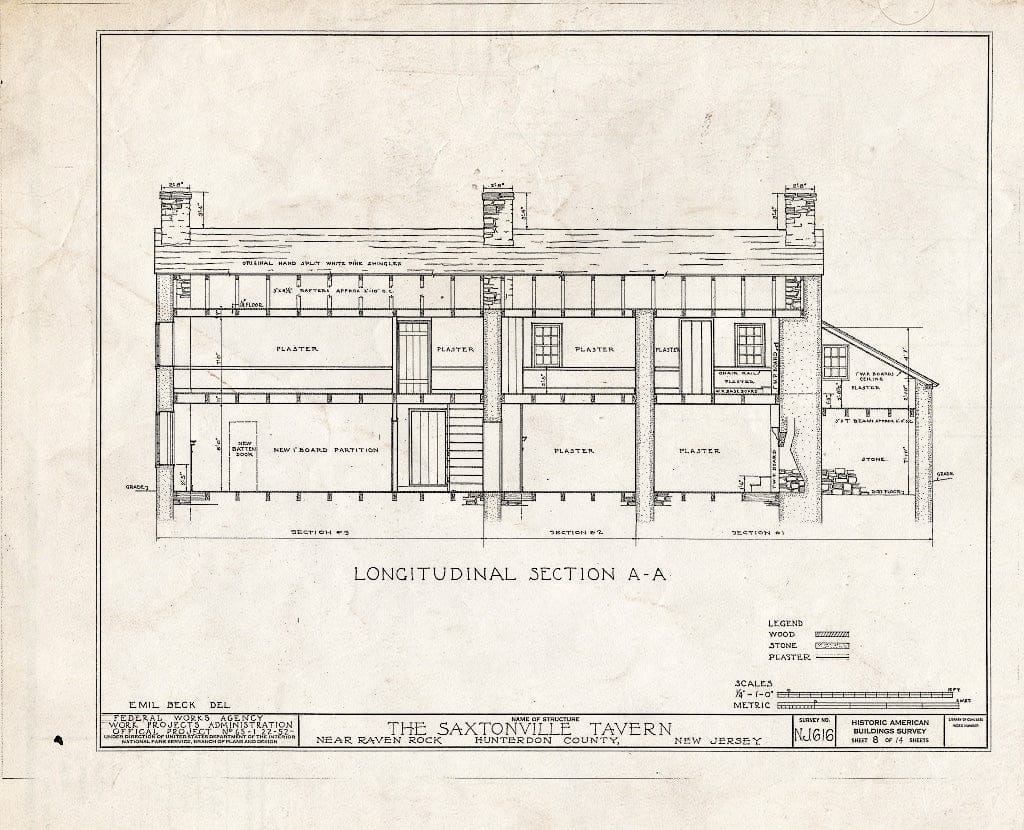 Blueprint HABS NJ,10-RAVRO.V,1- (Sheet 8 of 14) - Saxtonville Tavern, Raven Rock, Hunterdon County, NJ