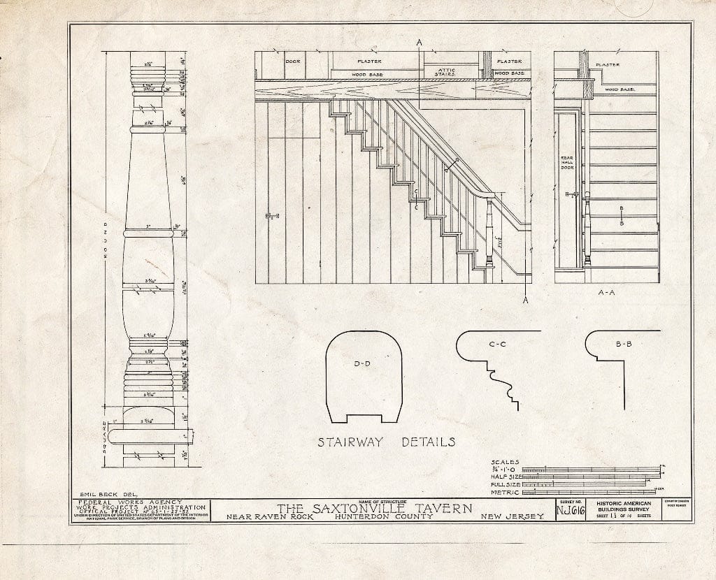 Blueprint HABS NJ,10-RAVRO.V,1- (Sheet 11 of 14) - Saxtonville Tavern, Raven Rock, Hunterdon County, NJ