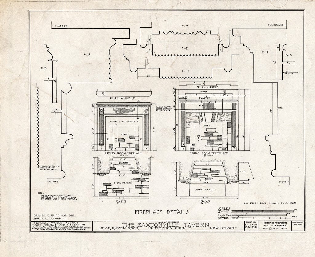 Blueprint HABS NJ,10-RAVRO.V,1- (Sheet 12 of 14) - Saxtonville Tavern, Raven Rock, Hunterdon County, NJ