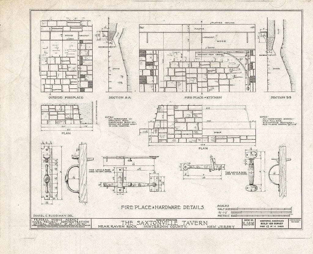 Blueprint HABS NJ,10-RAVRO.V,1- (Sheet 13 of 14) - Saxtonville Tavern, Raven Rock, Hunterdon County, NJ