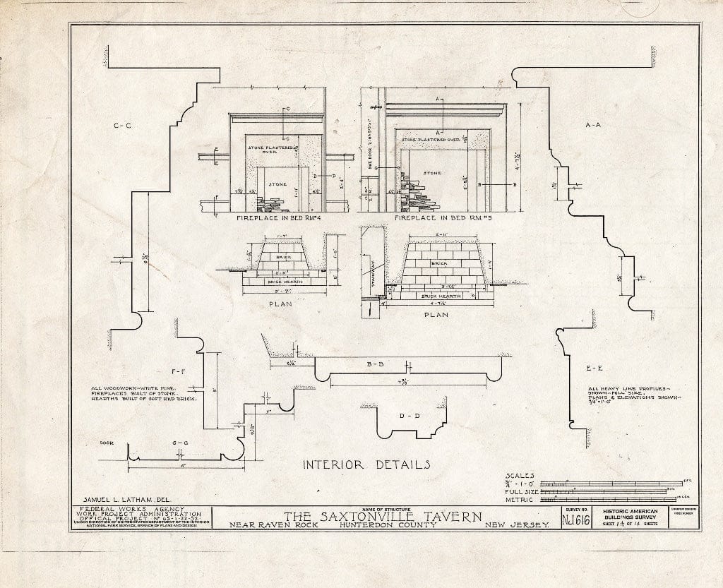 Blueprint HABS NJ,10-RAVRO.V,1- (Sheet 14 of 14) - Saxtonville Tavern, Raven Rock, Hunterdon County, NJ