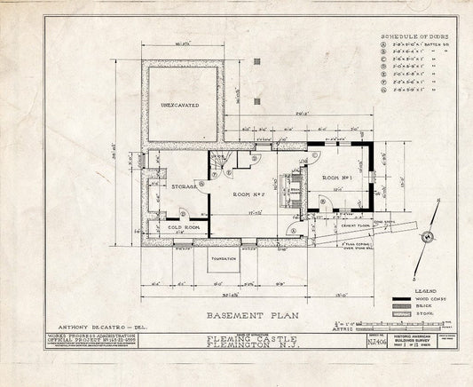 Blueprint HABS NJ,10-Flem,2- (Sheet 1 of 12) - Fleming Castle, 5 Bonnel Street, Flemington, Hunterdon County, NJ