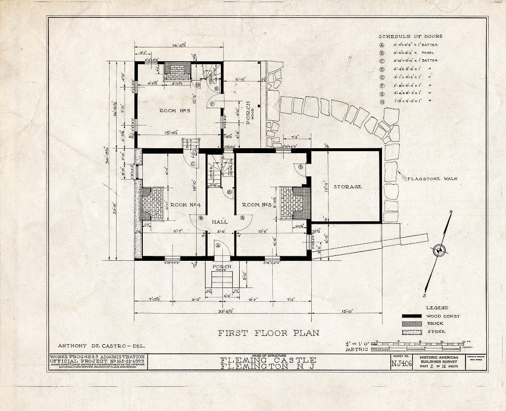 Blueprint HABS NJ,10-Flem,2- (Sheet 2 of 12) - Fleming Castle, 5 Bonnel Street, Flemington, Hunterdon County, NJ