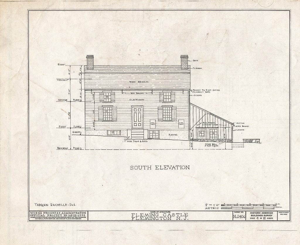 Blueprint HABS NJ,10-Flem,2- (Sheet 4 of 12) - Fleming Castle, 5 Bonnel Street, Flemington, Hunterdon County, NJ