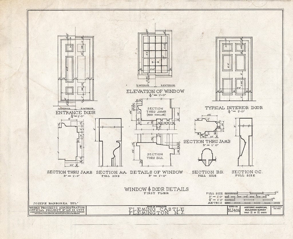 Blueprint HABS NJ,10-Flem,2- (Sheet 11 of 12) - Fleming Castle, 5 Bonnel Street, Flemington, Hunterdon County, NJ