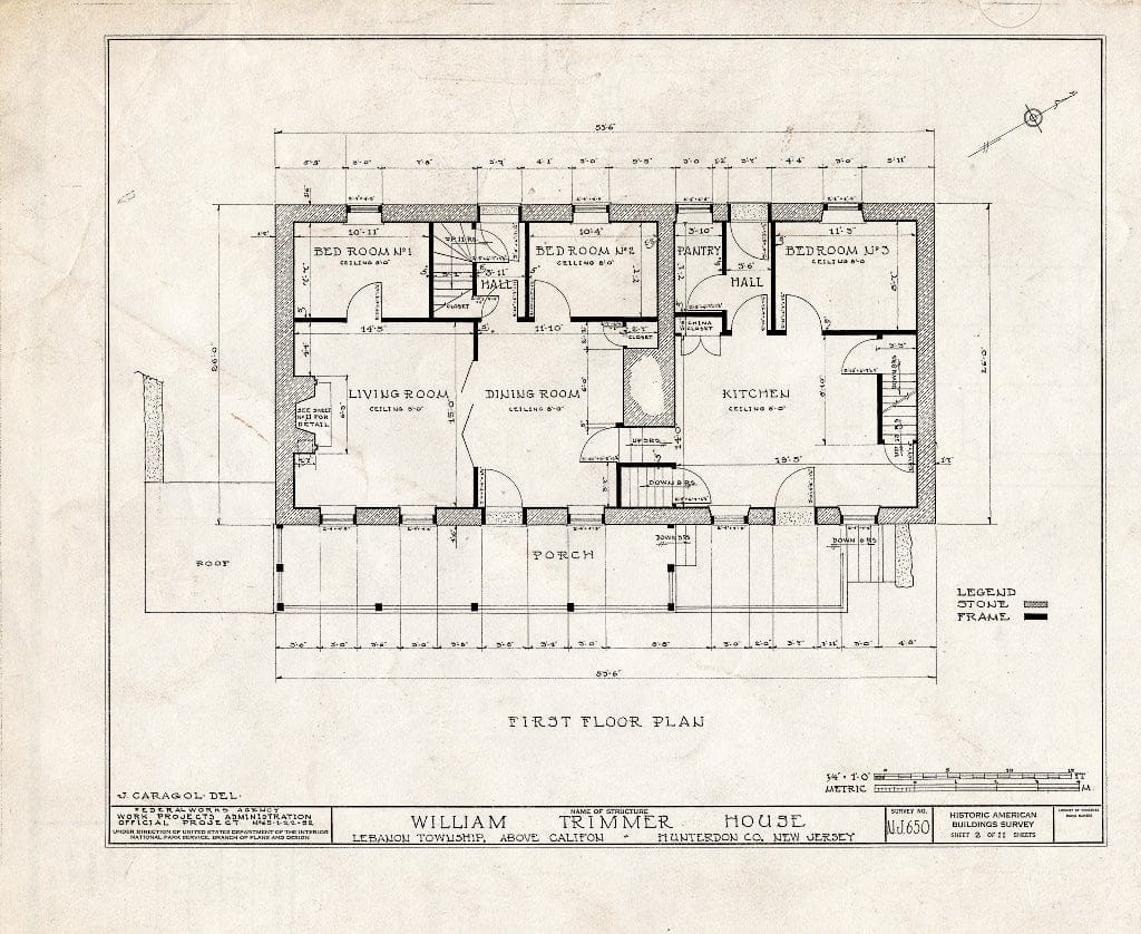 Blueprint HABS NJ,10-Calif.V,1- (Sheet 2 of 11) - William Trimmer House, Califon, Hunterdon County, NJ