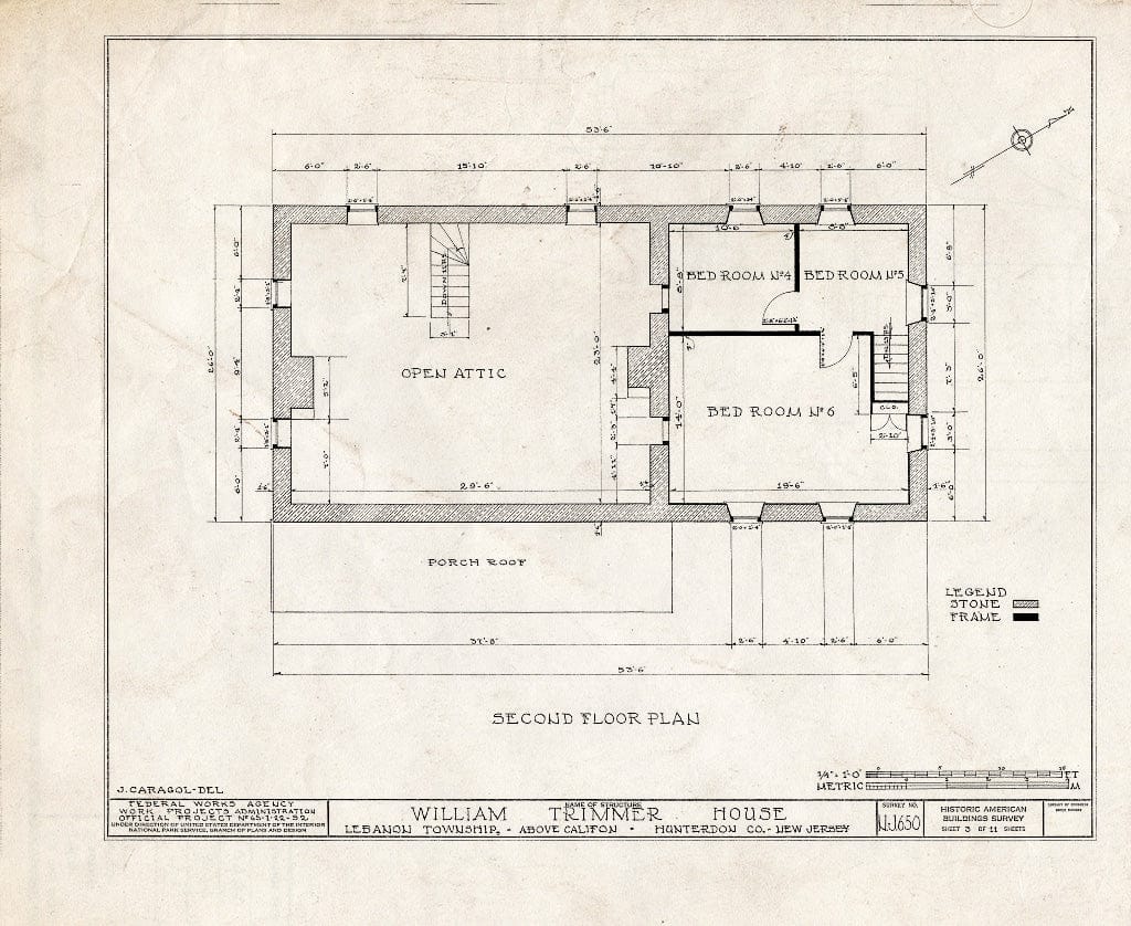 Blueprint HABS NJ,10-Calif.V,1- (Sheet 3 of 11) - William Trimmer House, Califon, Hunterdon County, NJ