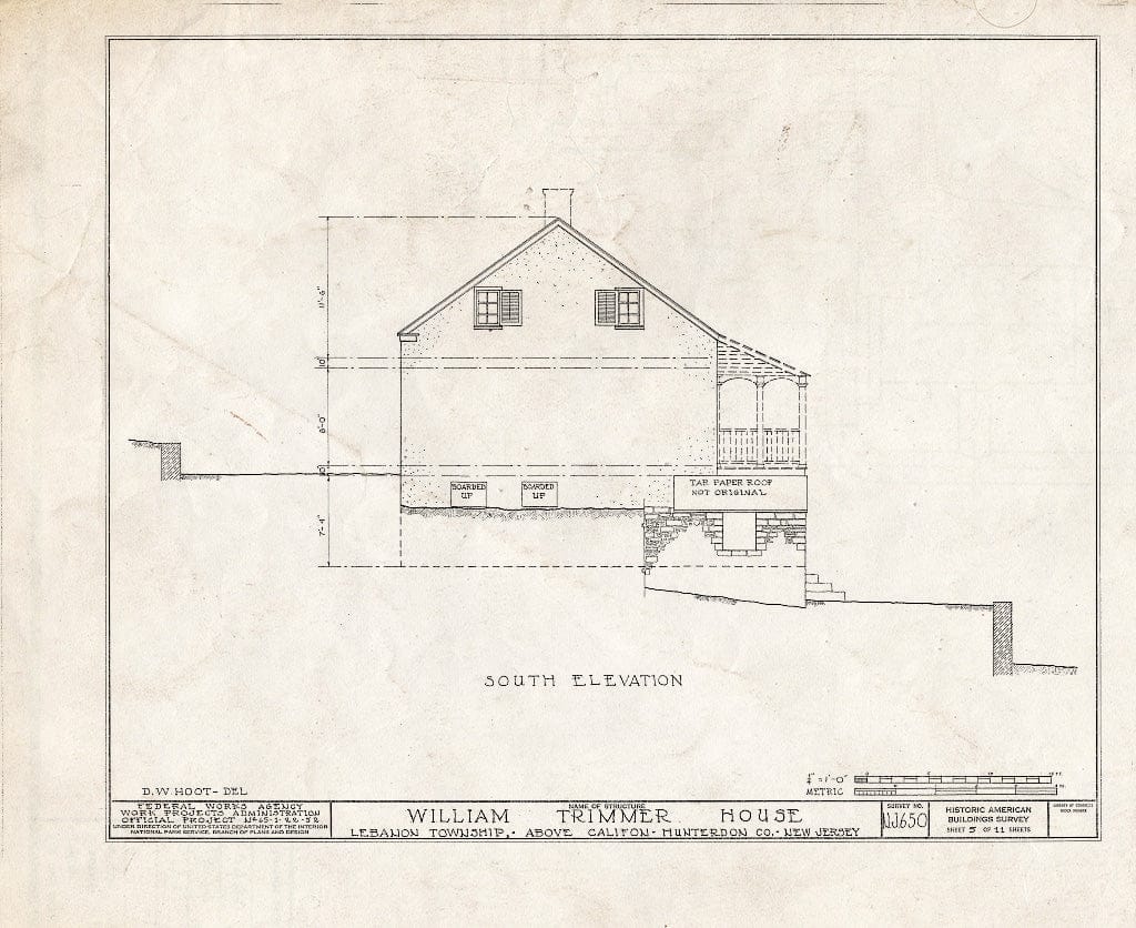 Blueprint HABS NJ,10-Calif.V,1- (Sheet 5 of 11) - William Trimmer House, Califon, Hunterdon County, NJ