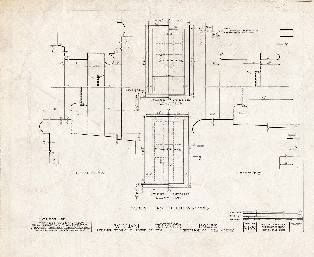Blueprint HABS NJ,10-Calif.V,1- (Sheet 8 of 11) - William Trimmer House, Califon, Hunterdon County, NJ