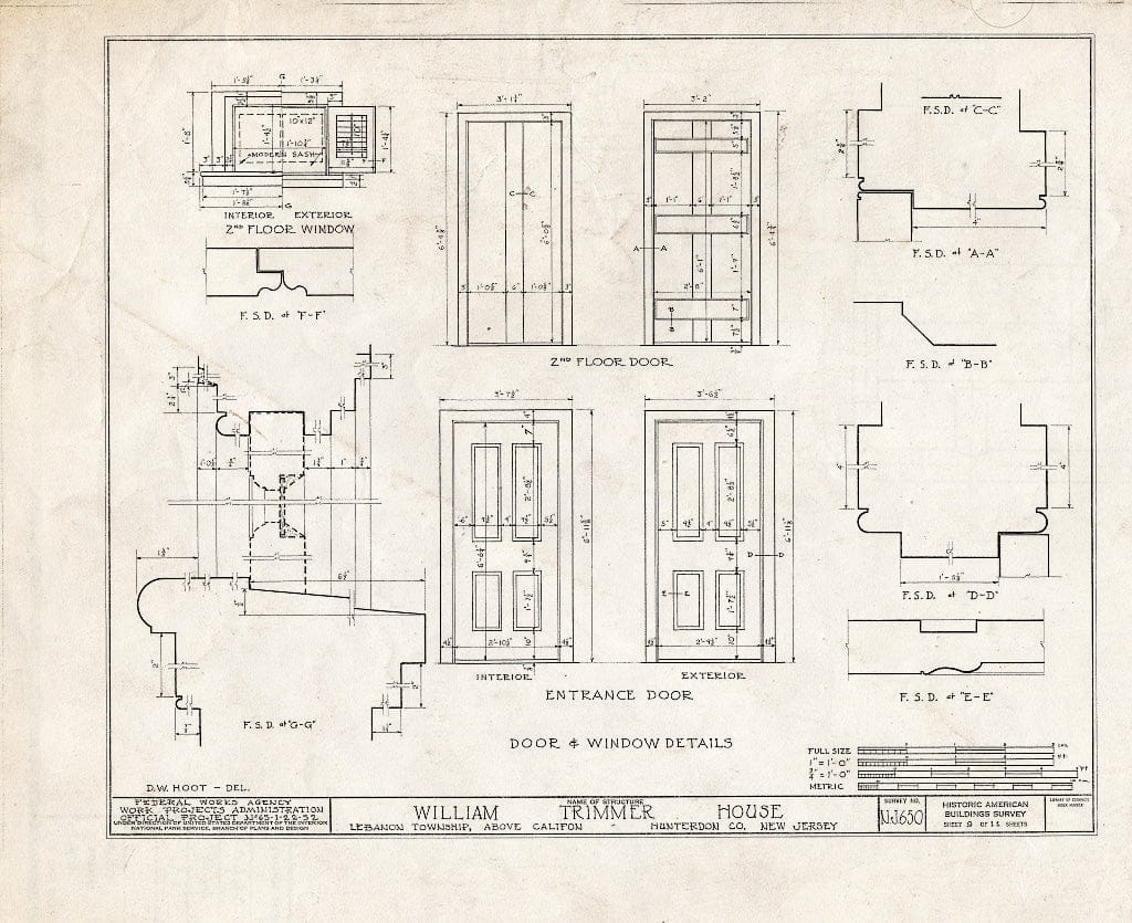 Blueprint HABS NJ,10-Calif.V,1- (Sheet 9 of 11) - William Trimmer House, Califon, Hunterdon County, NJ