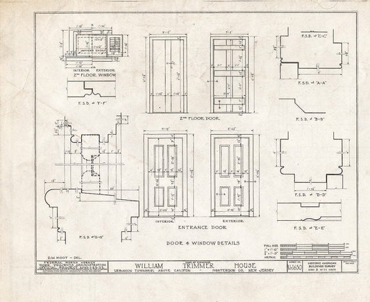 Blueprint HABS NJ,10-Calif.V,1- (Sheet 9 of 11) - William Trimmer House, Califon, Hunterdon County, NJ