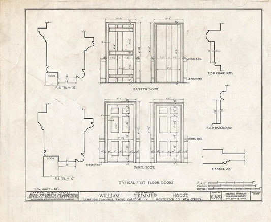 Blueprint HABS NJ,10-Calif.V,1- (Sheet 10 of 11) - William Trimmer House, Califon, Hunterdon County, NJ