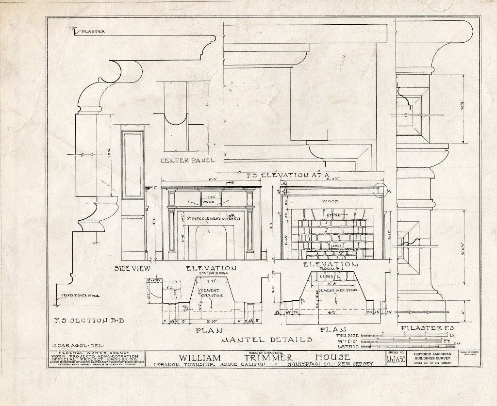 Blueprint HABS NJ,10-Calif.V,1- (Sheet 11 of 11) - William Trimmer House, Califon, Hunterdon County, NJ