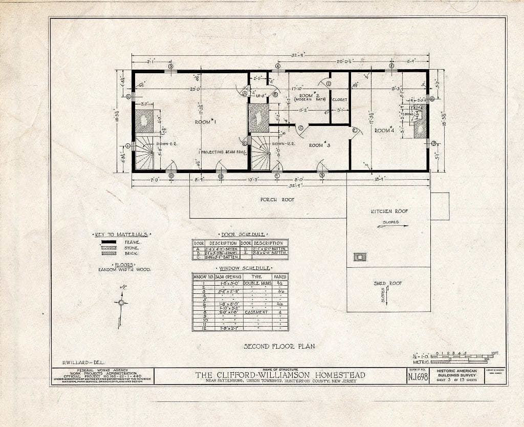 Blueprint HABS NJ,10-PAT.V,1- (Sheet 3 of 13) - Clifford-Williamson House, Pattenburg, Hunterdon County, NJ